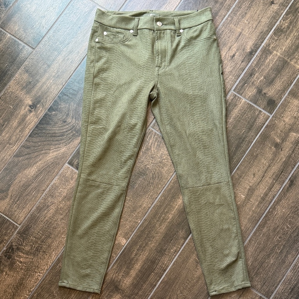 7 For All Mankind Olive Green Quilted Skinny Pants